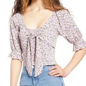 EUC Vero Moda Floral Puff Sleeve Blouse | Size M | Lavender Floral Print